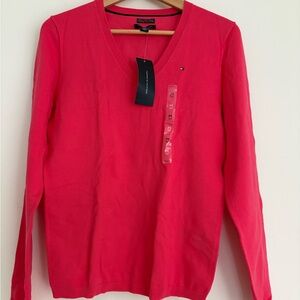 Tommy Hilfiger Women's Bright Coral Pima Cotton Sweater